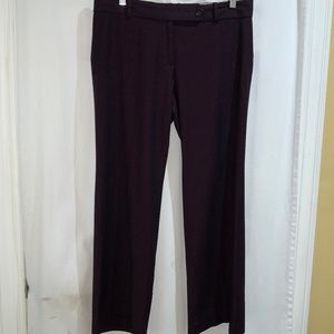 Loft Marisa burgundy flat front pants Sz 8 petite front zip back pockets